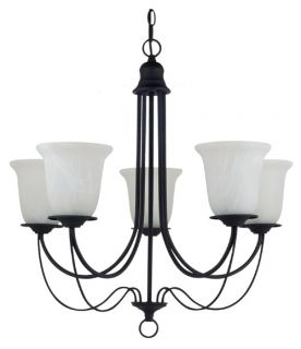 Sea Gull Lighting Plymouth Fluorescent 5 Light Chandelier   26W in. Blacksmith