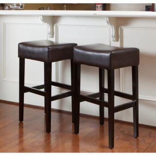 Christopher Knight Home Lopez Brown Leather Backless Bar Stools (Set