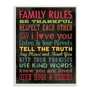 Stupell Industries Family Rules Chalkboard Look Typography Wall Plaque