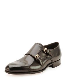 TOM FORD Charles Double Monk Shoe, Black