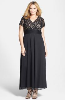 Marina Lace Bodice Ruched Waist Gown (Plus Size)