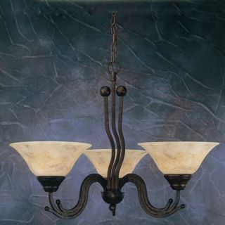 Toltec Lighting Wave 3 Light Chandelier with Italian Marble Glass