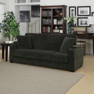 Portfolio Tevin Gray Velvet Convert a Couch Storage Arm Futon Sofa