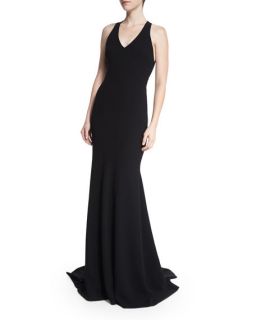 Theia Sleeveless V Neck Mermaid Gown W/ Butterfly Back