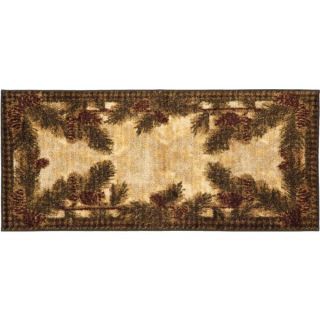 Rustic Lodge Pine Cone Gingham Accent Rug (17 x 27)