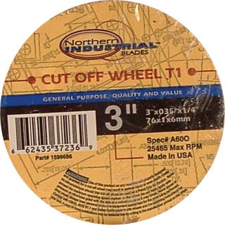  Cutoff Wheels — 3in.dia., 1/4in. Arbor, 10-Pk., Model# 66243537236-9