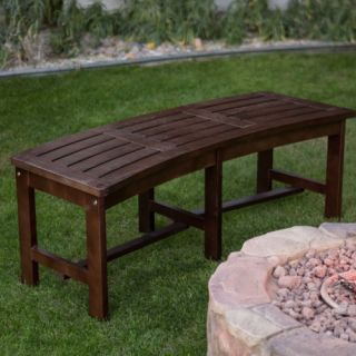 Coral Coast 4 ft. Outdoor Wood Curved Backless Bench   Dark Brown   Outdoor Benches