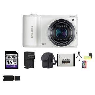 Samsung WB800F Smart 16.3MP Wi Fi White Digital Camera 16GB Bundle