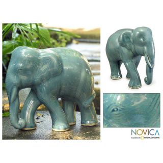 Celadon Ceramic Blue Elephant Sculpture (Thailand)   13308340