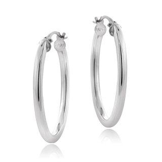 Mondevio Sterling Silver High Polish 25 mm Square Oval Hoop Earrings