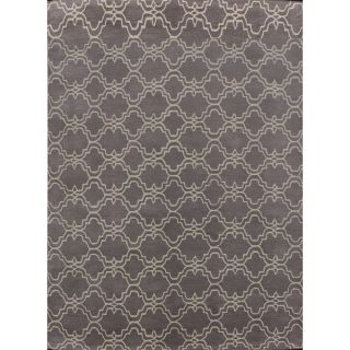 Handmade Moroccan Trellis Scroll Grey Wool Rug (9 x 12)  