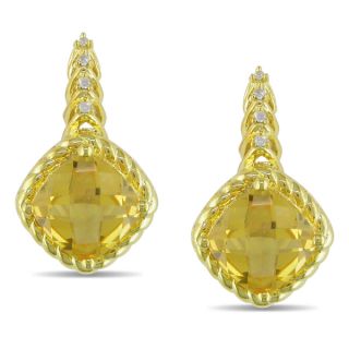 Miadora 10k Yellow Gold Citrine and Diamond Accent Earrings (H I, I2