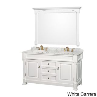 Andover 60 inch White Double sink Vanity and Mirror Set  