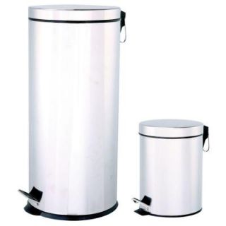 Automatic Home Products 30 l and 5 l Polished Stainless Steel Round Touchless Step On Trash Can Combo Pack SSTC305RW