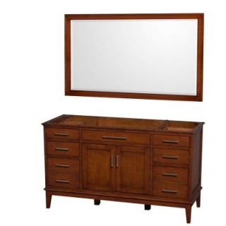 Wyndham Collection Hatton 59 in. Vanity Cabinet with Mirror in Light Chestnut WCV161660SCLCXSXXM56