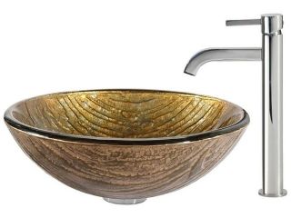 Kraus C GV 395 19mm 1007CH Kraus Terra Glass Vessel Sink and Ramus Faucet Chrome