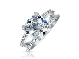 Bling Jewelry 925 Sterling Silver Antique Style Cushion Cut CZ Double Shank Engagement Ring