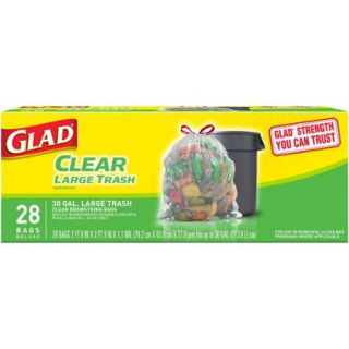 Glad Recycling Drawstring Large Trash Bags, Clear, 30 Gallon, 28 Count