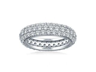 3.50 ct Ladies Three Row Diamond Eternity Wedding Band Ring in 18 kt White Gold