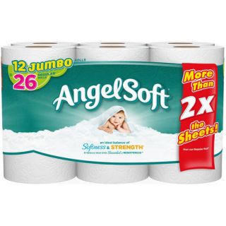 Angel Soft Toilet Paper, 12 Jumbo Rolls, Bath Tissue