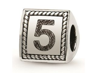 Sterling Silver Reflections Number 5 Triangle Block Bead