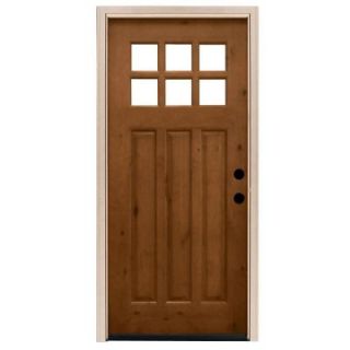 Steves & Sons 36 in. x 80 in. Craftsman 6 Lite Stained Knotty Alder Wood Prehung Front Door A3306 6 AW WJ 4ILH