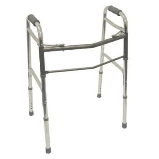 DMI 2 Button Release Aluminum Folding Walker with Rubber Tips in Silver 802 1044 0600