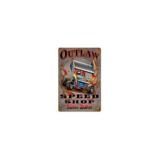 Past Time Signs SM073 Outlaw Speed Shop Automotive Vintage Metal Sign