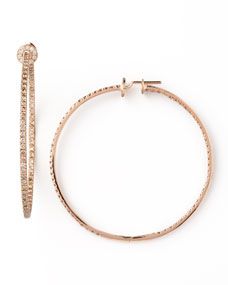 Nam Cho 18k Rose Gold Pave Diamond Hoop Earrings