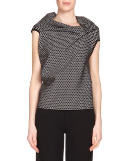 Roland Mouret Alston Chain Birdseye Print Top, Black/White