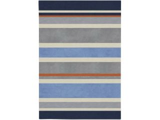 3' x 5' Midnight Blue and Dove Gray Striped Rectangular Area Throw Rug