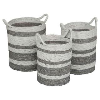 Jalur Striped Seagrass Wicker Baskets   Set of 3