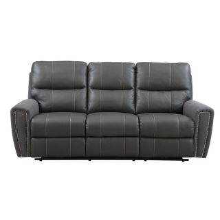 Emerald Grey Leather/ Microfiber Power Dual Reclining Sofa  
