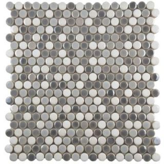 Merola Tile Galaxy Penny Round Luna 11 1/4 in. x 11 3/4 in. x 9 mm Porcelain Mosaic Tile WSHGPRLU