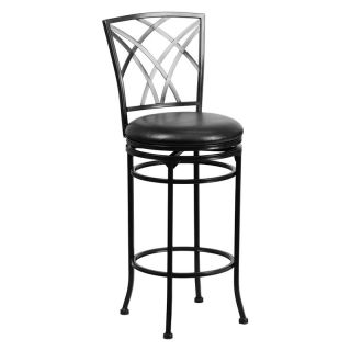 Flash Furniture 29 in. Swivel Curved Designer Back Bar Stool with Leather Seat