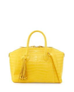 Nancy Gonzalez Crocodile Satchel Bag with Tassel, Yellow