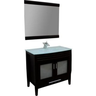 KBD Designs Cynthia 36 in. Vanity in Espresso with Glass Vanity Top in Aqua KBD 006