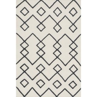 Handcrafted Lennon White Sand Wool Rug (50 x 76)