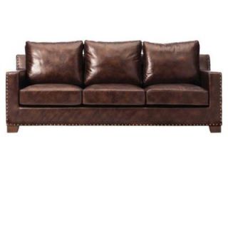 Home Decorators Collection Garrison Brown Bonded Leather Sofa 1600400820