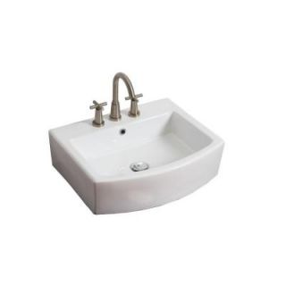 American Imaginations 22 in. W x 20 in. D Wall Mount Rectangle Vessel Sink In White Color For 8 in. o.c. Faucet 699