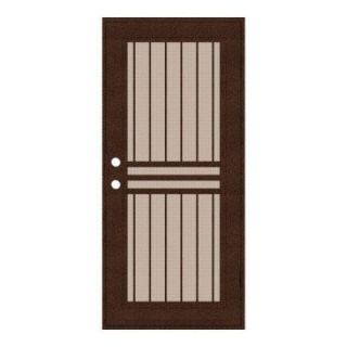 Unique Home Designs 36 in. x 80 in. Plain Bar Copperclad Right Hand Surface Mount Aluminum Security Door with Desert Sand Perforated Screen 1S1001EL1CCP3A