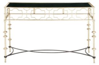 Benzara Unique Patterned Metal Glass Console Table   Console Tables