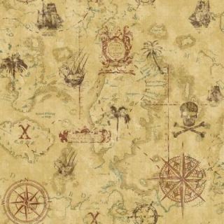 York Wallcoverings 56 sq. ft. Cool Kids Pirate Map Wallpaper KS2340