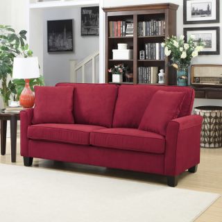 Portfolio Madi Crimson Red Sofa and Hali Striped Wine Armless Chair