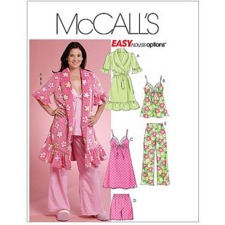 McCall's Pattern Misses' Robe, Belt, Top, Nightgown, Shorts and Pants, DD (12, 14, 16, 18)