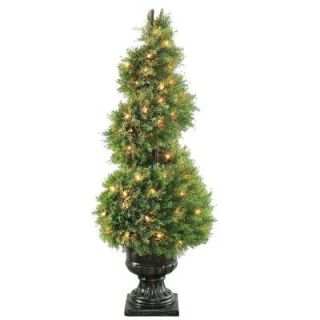 National Tree Company 48 in. Upright Juniper Spiral Tree in Decorative Urn with 100 Clear Lights LCYSP4 320 48