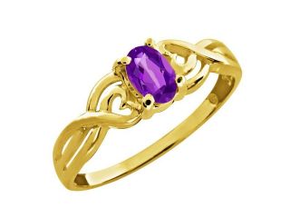 0.45 Ct Oval Purple Amethyst Gold Plated Sterling Silver Ring
