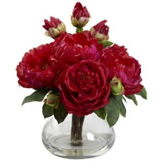 Nearly Natural Peony and Rose in Vase