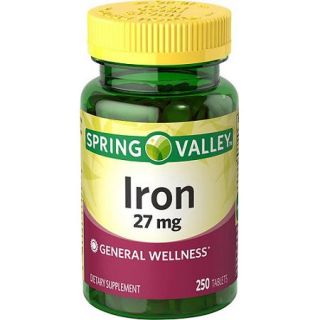 Spring Valley Iron Dietary Supplement Tablets, 27 mg, 250 count