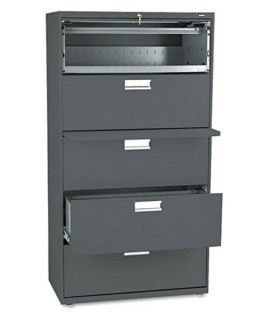 HON 600 Series 36 Inch Four Drawer Lateral File and One Roll Out Shelf   File Cabinets